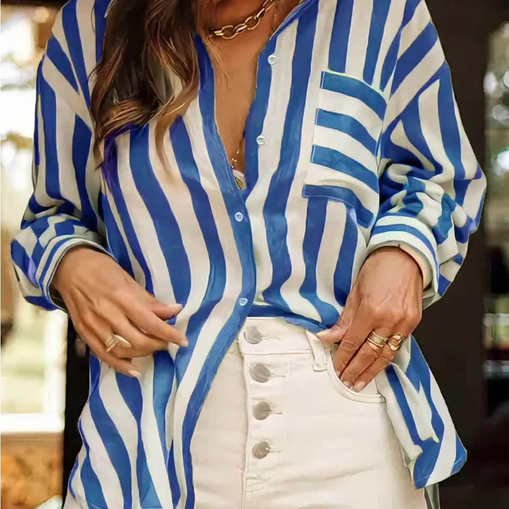 Collection B Blue and White Striped Button Down Shirt